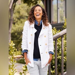 Frank & Eileen Belfast English Peacoat Jacket White Triple Fleece size L